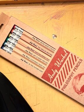 Andy Warhol Philosophy Pencils - Natural Wood with Rainbow Erasers - 8 Count